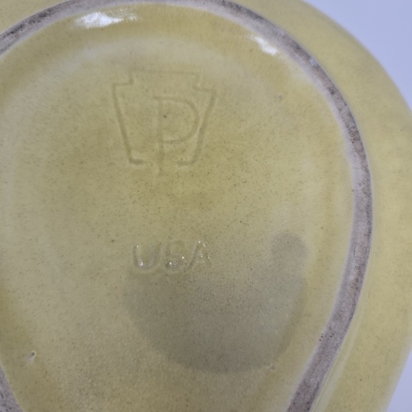 Vintage Pfaltzgraft Pottery Pear Chip Dip Bowl  Divided Speckled Yellow MCM - Picture 7 of 11